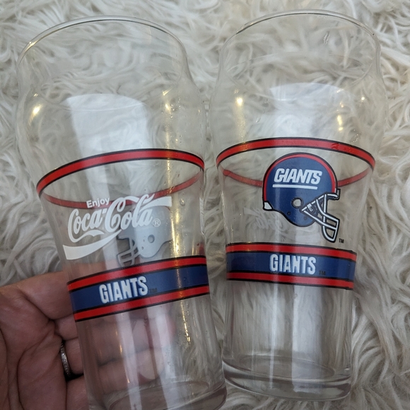 Set of 2 Vintage NY Giants Tall Drinking Glasses Excellent Condition - Picture 6 of 7